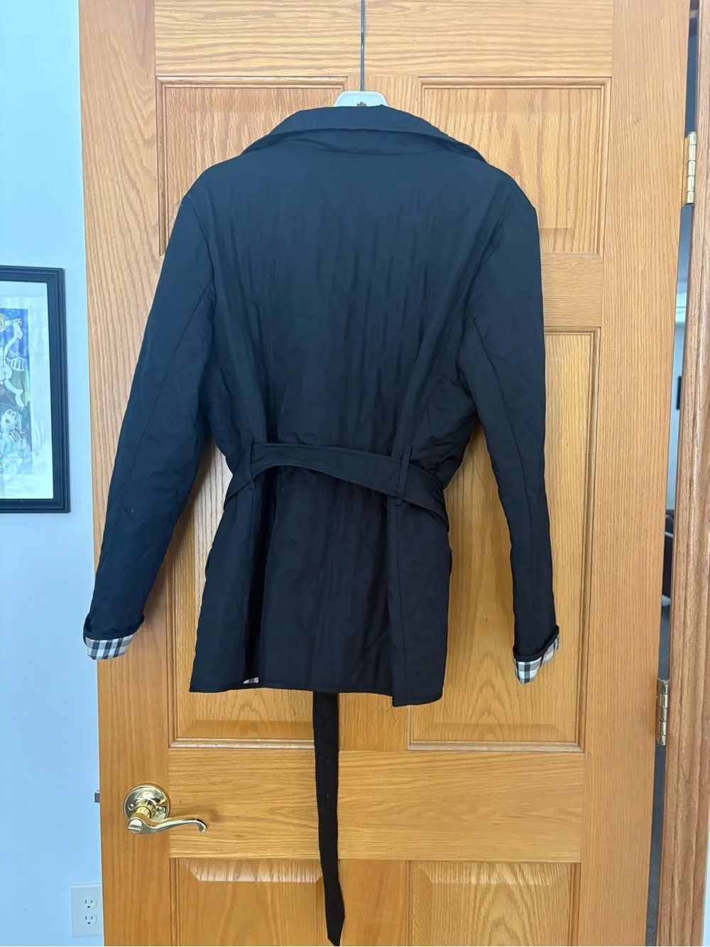 Burberry Black Quilted Trench Coat with Signature Check Lining - Picture 2 of 6